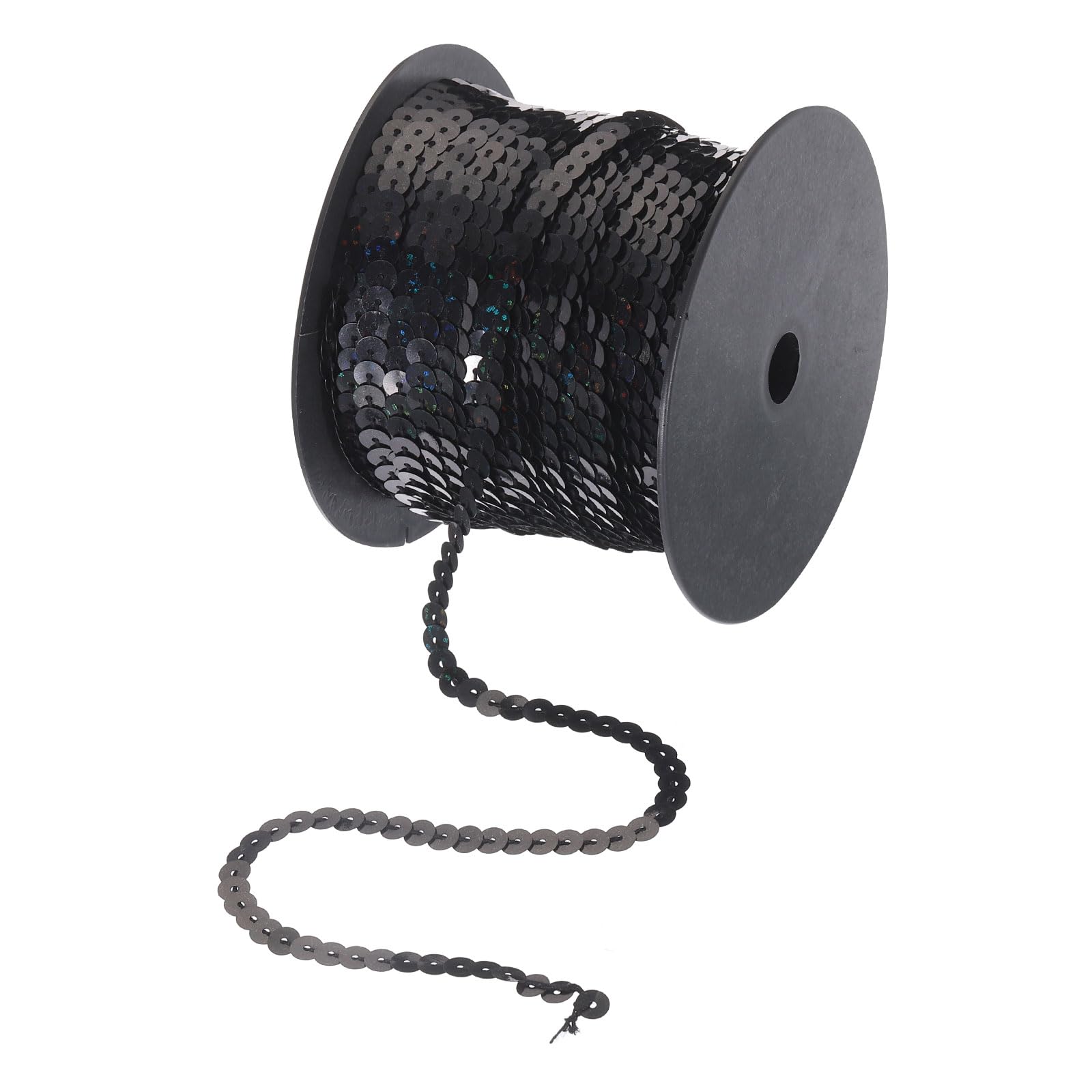 QUARKZMAN 100 Yards Flat Sequins Strip 6 mm Sequins Paillette Fabric Sequins Embellishment for Crafts DIY Sequins Fringe Sewing Bling Black