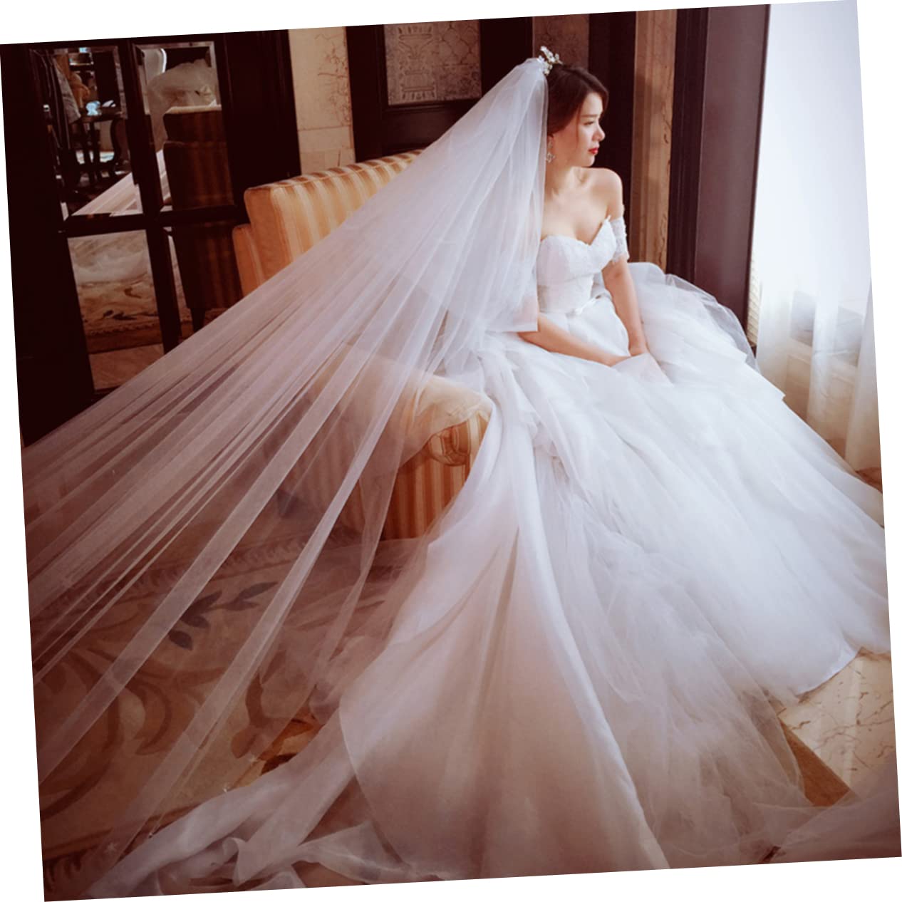 BESTYASH velo da sposa velo da sposa in pizzo copricapo da veli di tulle per le spose della da bianchi per la veli da lungo