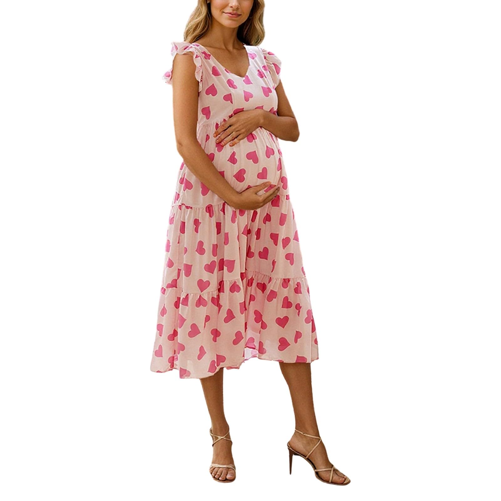 Robe Enceinte Femme Grossesse Ete sans Manches Shooting Ceremonie | Robes Femme Maternité Grande Taille Fashion Leger Fluide Confortable Plage Fête