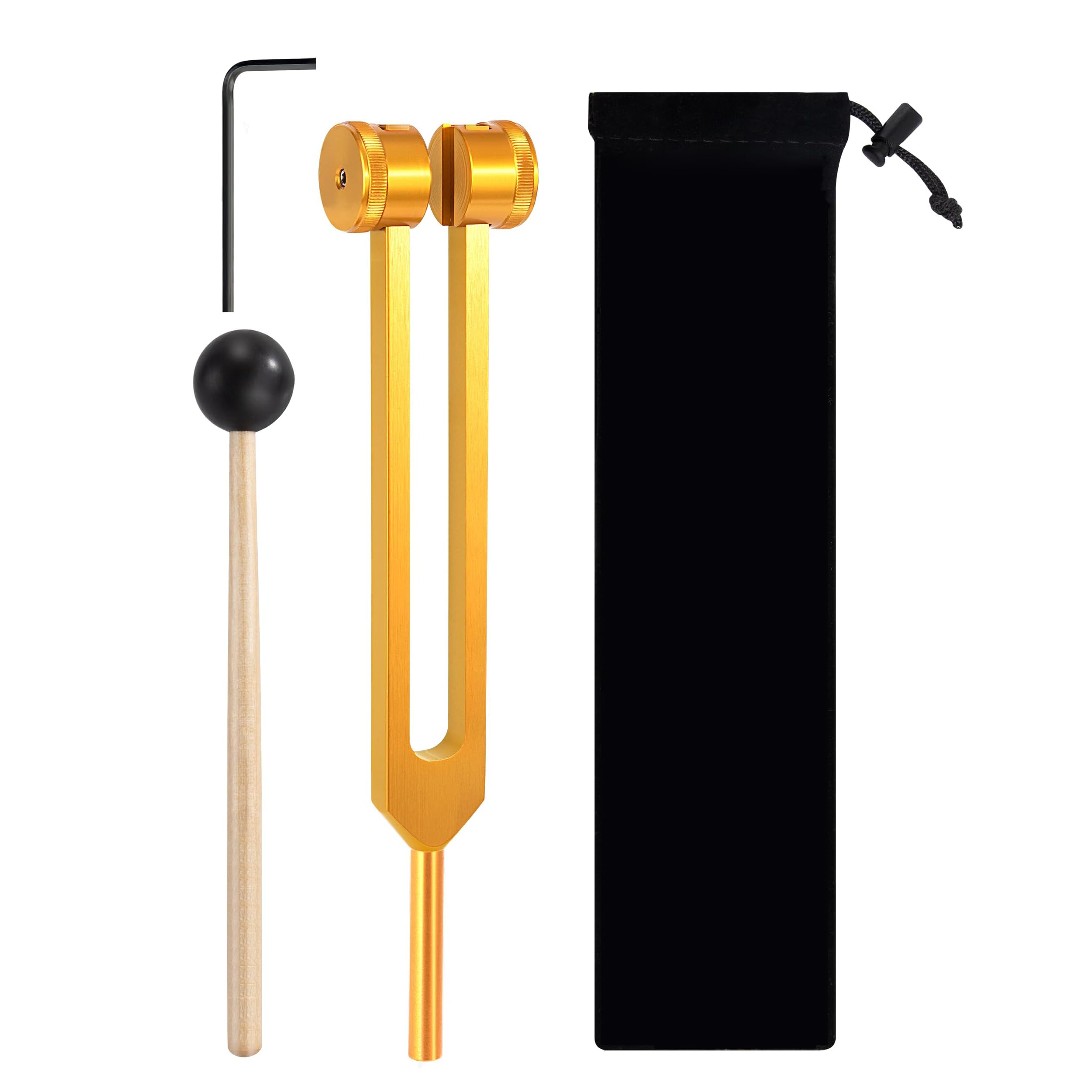 Tuning Fork 128 Hz,Hammer Sound Healing Therapy Tool Set including Silicone Hammer and Bag Aluminium Alloy Tuning Forks for Healing for Sound Healing Meditation Immune System