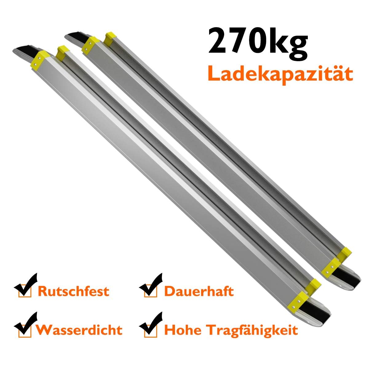FANTASK 2 rampe in alluminio, 121,5-212,5 cm, rampa per sedia a rotelle con rivestimento antiscivolo, rampa telescopica antiscivolo fino a 270 kg, coppia di rampe telescopiche per sedia a rotelle e