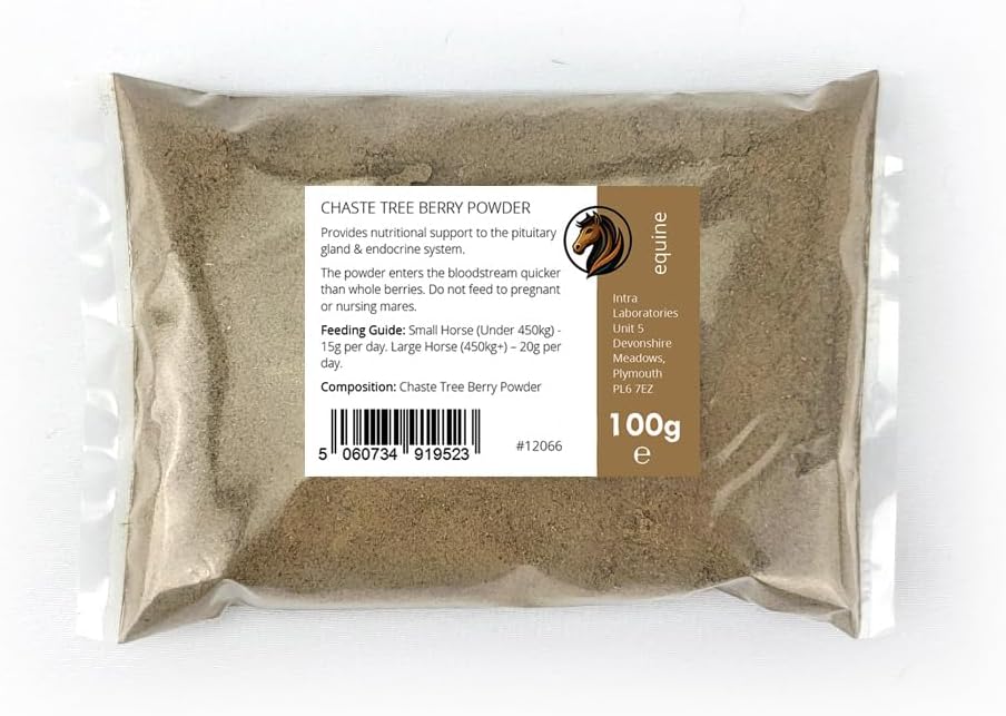 Chaste Tree Berry Powder for Horses 100g – Pure Vitex Agnus-Castus – Hormone & Behaviour Support for Mares, Geldings & Stallions – Natural Equine Supplement for Mood & Balance