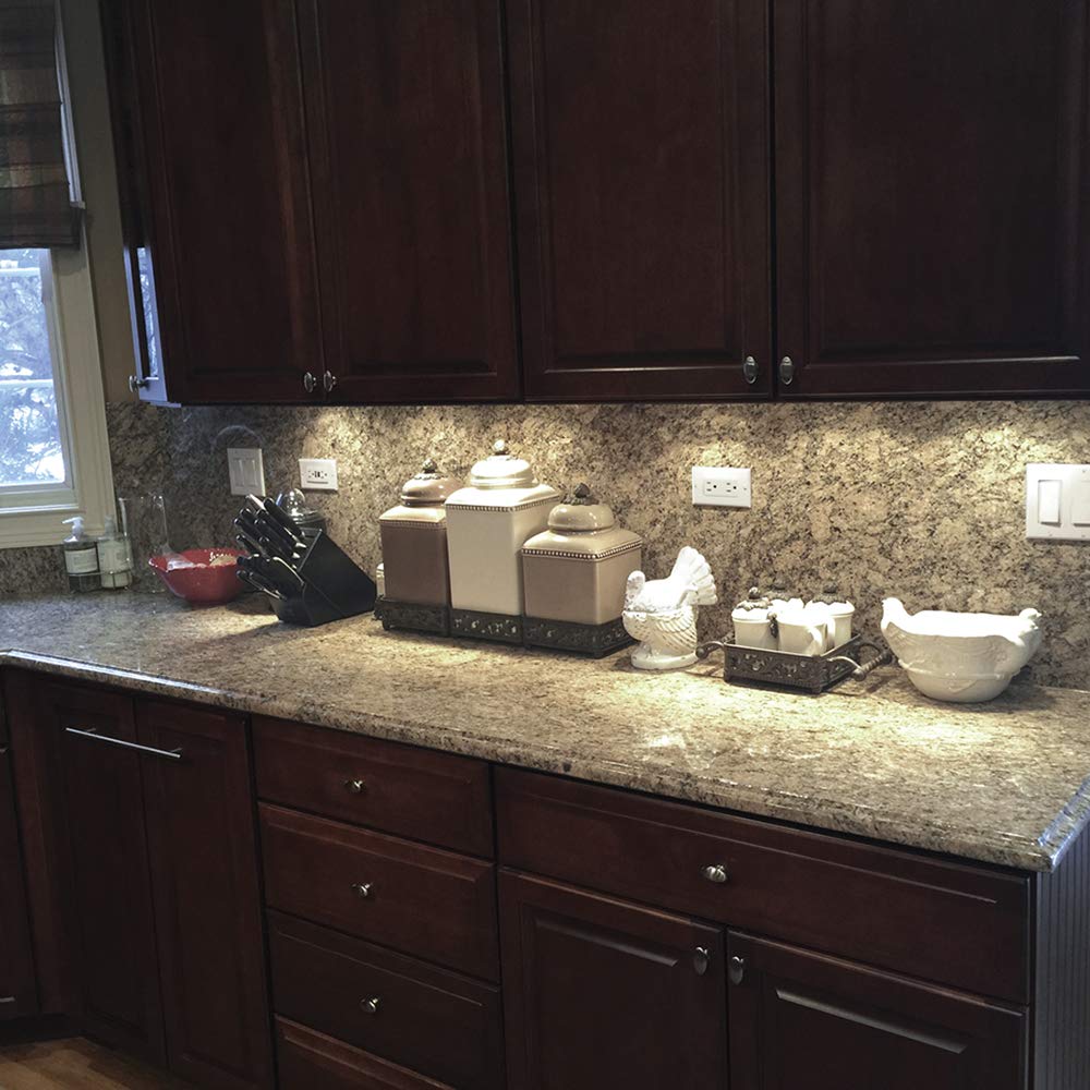 Ecolight Battery Operated 12-Inch LED Under Cabinet Light, Tap Bar, 80 Lumens, 30,000 Hours, Dimmable 3000K-5000K, Auto Timer - with Command Strips by 3M for Damage Free Mounting, Batteries Included