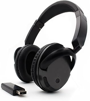 Comfortable Portable Multifunction TV Headphones,Hi-fi Stereo Over Ear Wireless Headset with FM 3.5mm Audio,2.4GHz Transmitter,RCA and 3.5mm Stereo Adapter