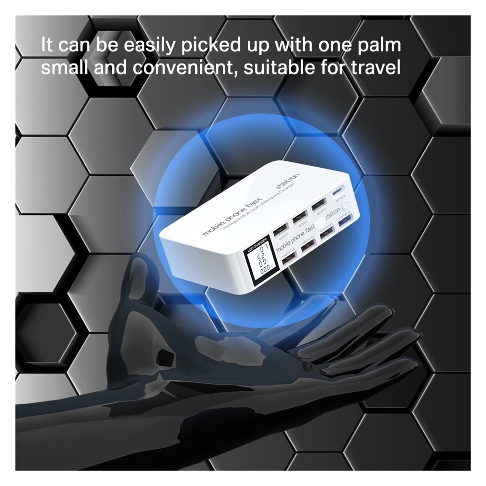 8-portowa szybka ładowarka USB szybkie ładowanie QC3.0 PD3.0 Multi USB stacja ładująca LCD cyfrowy wyświetlacz szybka ładowarka Bezpieczna ładowarka