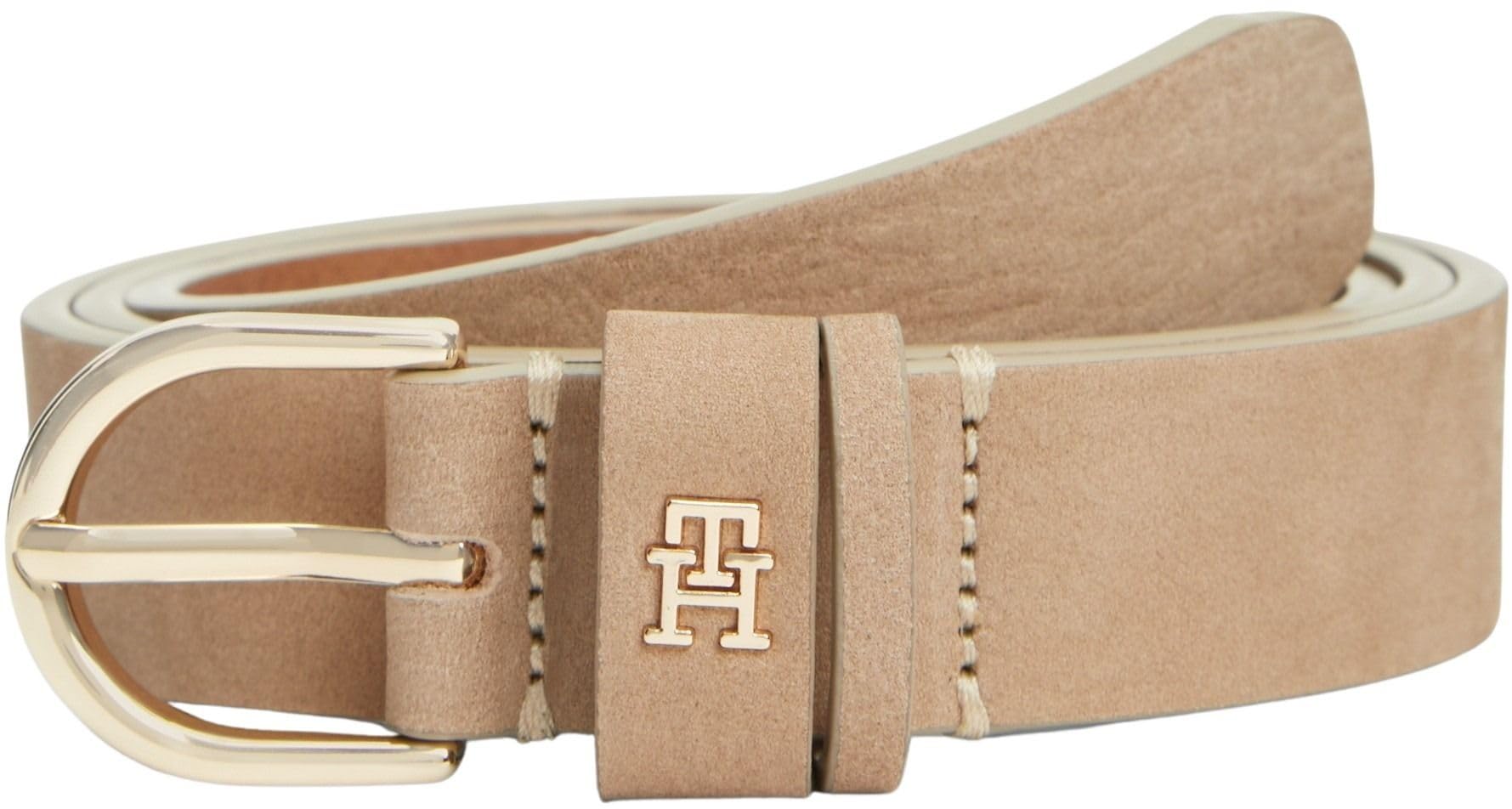 Tommy Hilfiger Women's Beige Essential Th Monogram Leather Belt