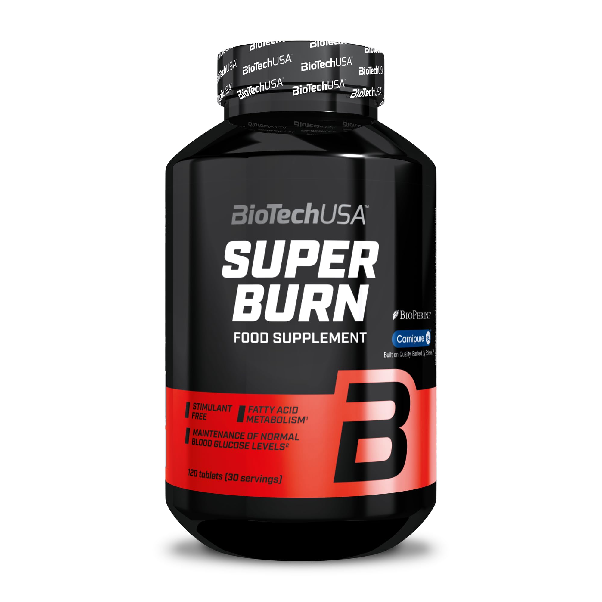 BioTechUSA Super Burn | mit Carnipure® L-Carnitin, Cholin und BioPerine® | zur Gewichtskontrolle und Stoffwechselunterstützung | Koffeinfrei | Glutenfrei, 120 Tabletten