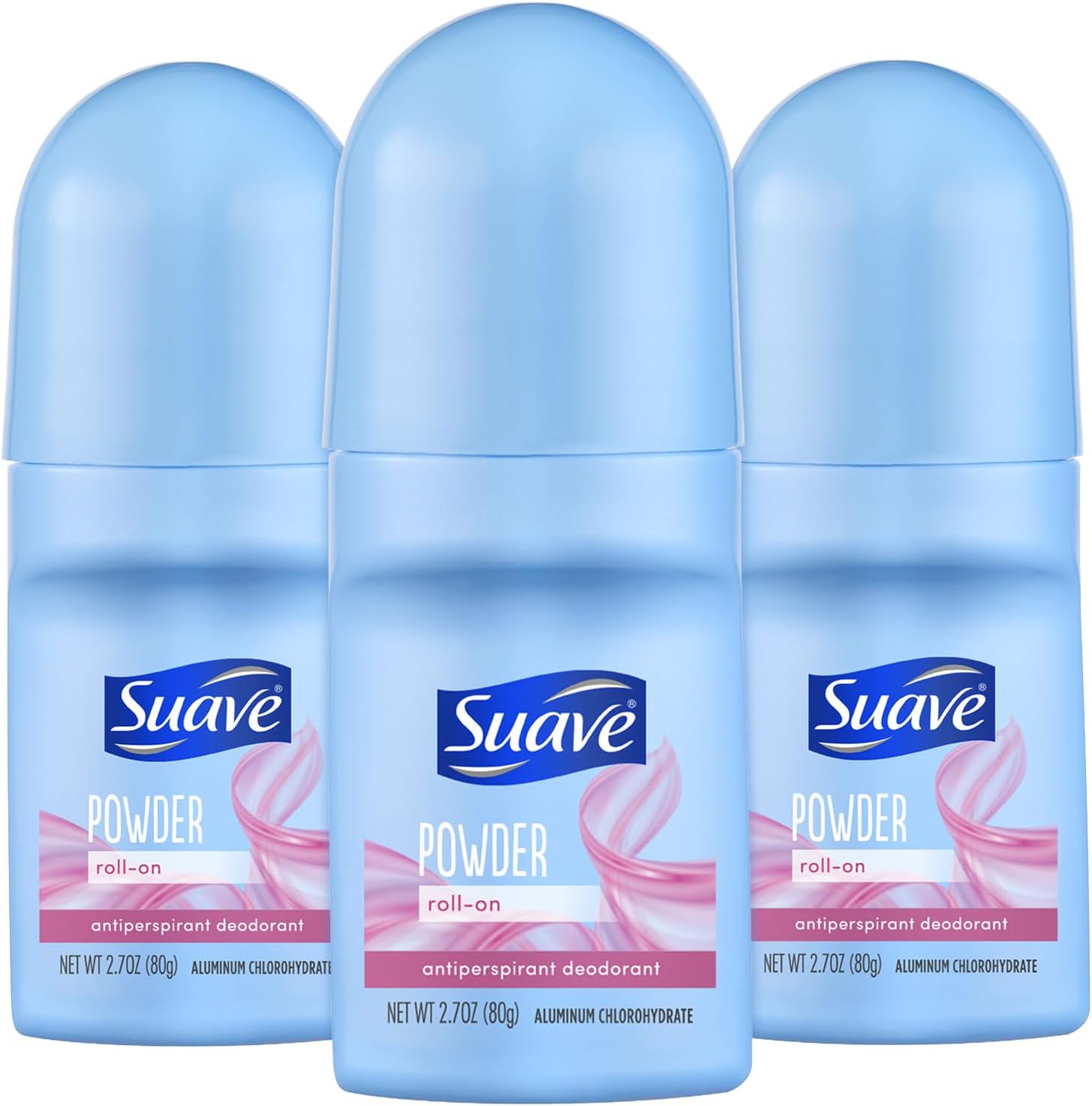 Roll-On Deodorant for Women, Powder Fresh Scent, 3-Pack – Antiperspirant Deodorant with 24H Sweat & Odor Protection, 2.7 Oz Ea