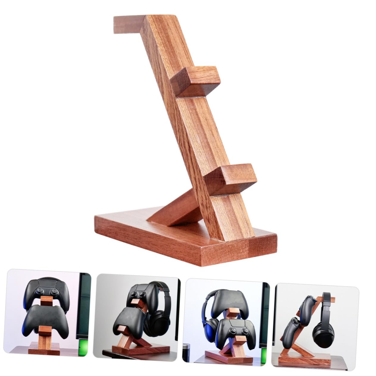 Holibanna Supporto Controller Gioco in Legno Porta Controller e Supporto Cuffie da Gaming Stabile e Decorativo per Organizer Accessori Gaming