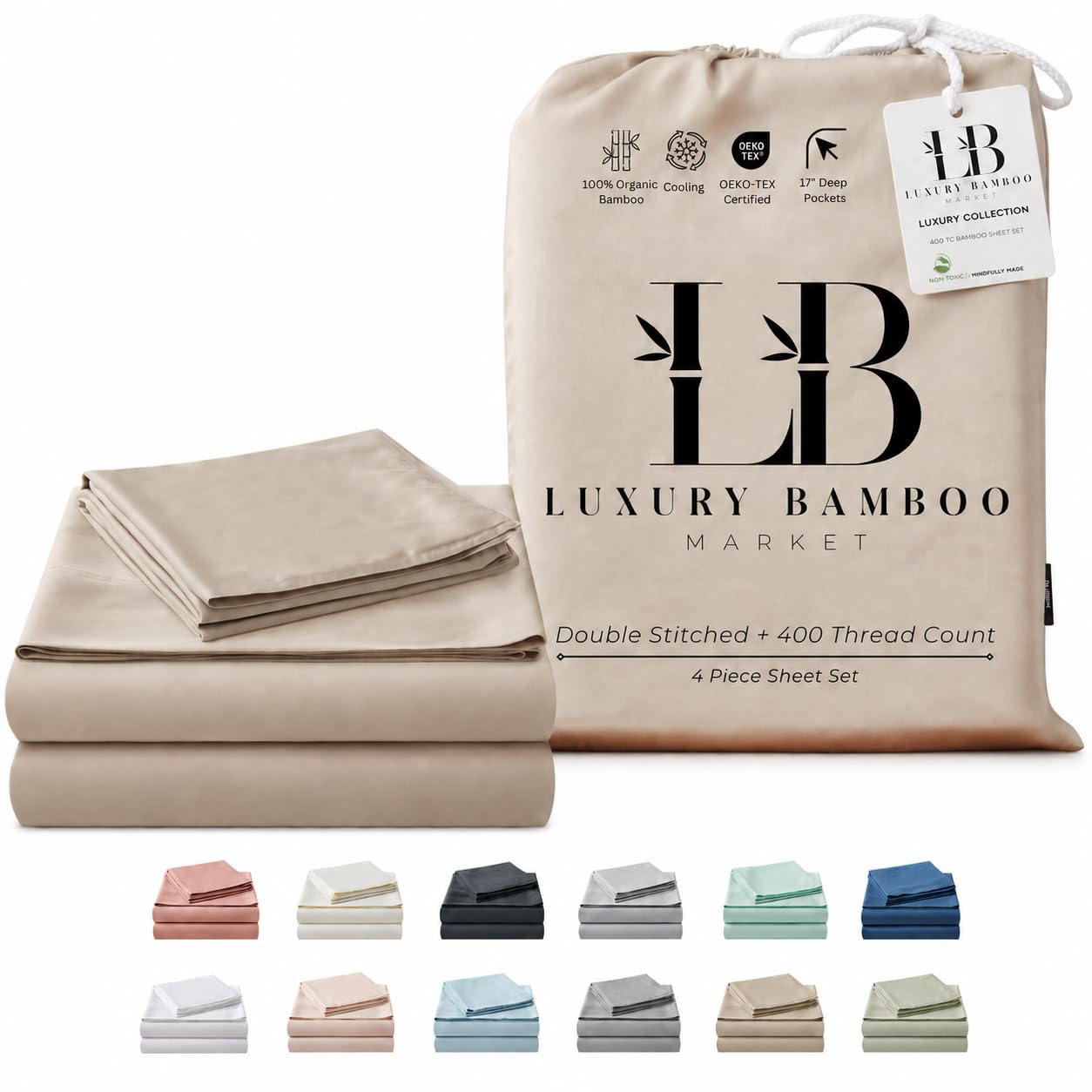 Luxury Bamboo Market King Bed Sheet Set