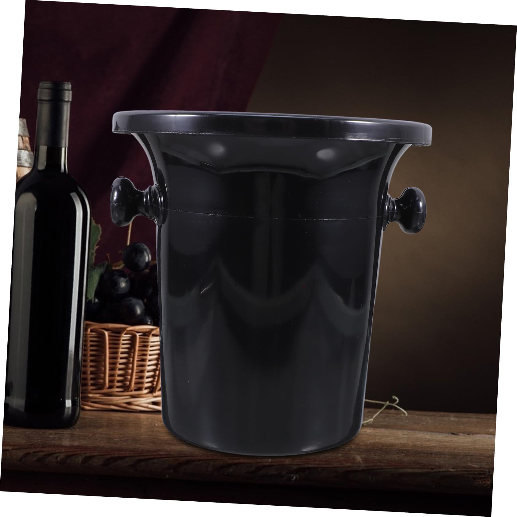 Escupideras para Degustación para Cata de Vinos Negras de Plástico Doble Oreja Cubos Redondos Occidentales en Fiestas y Exhibiciones