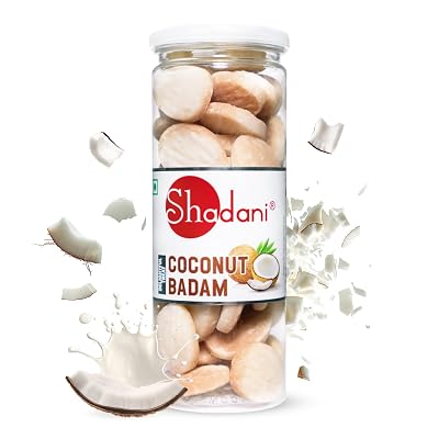 Shadani Coconut Badam Peda/Candy (180g), Real Coconut Toffee | Traditional Indian Metthai Soft & Chewy Badam & Nariyal