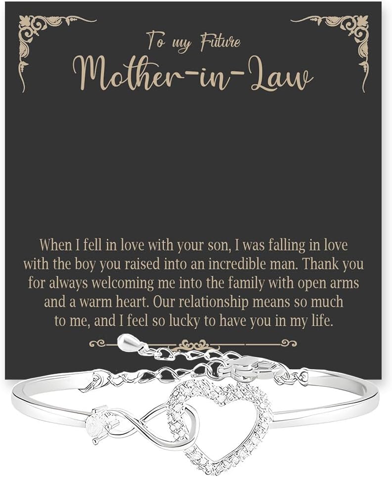 To My Mother in Law Heart Bracelet, Gift To Mother-in-Law for Birthday Mother's Day with Message Card and Box Meaning, Jewelry Mothers Day