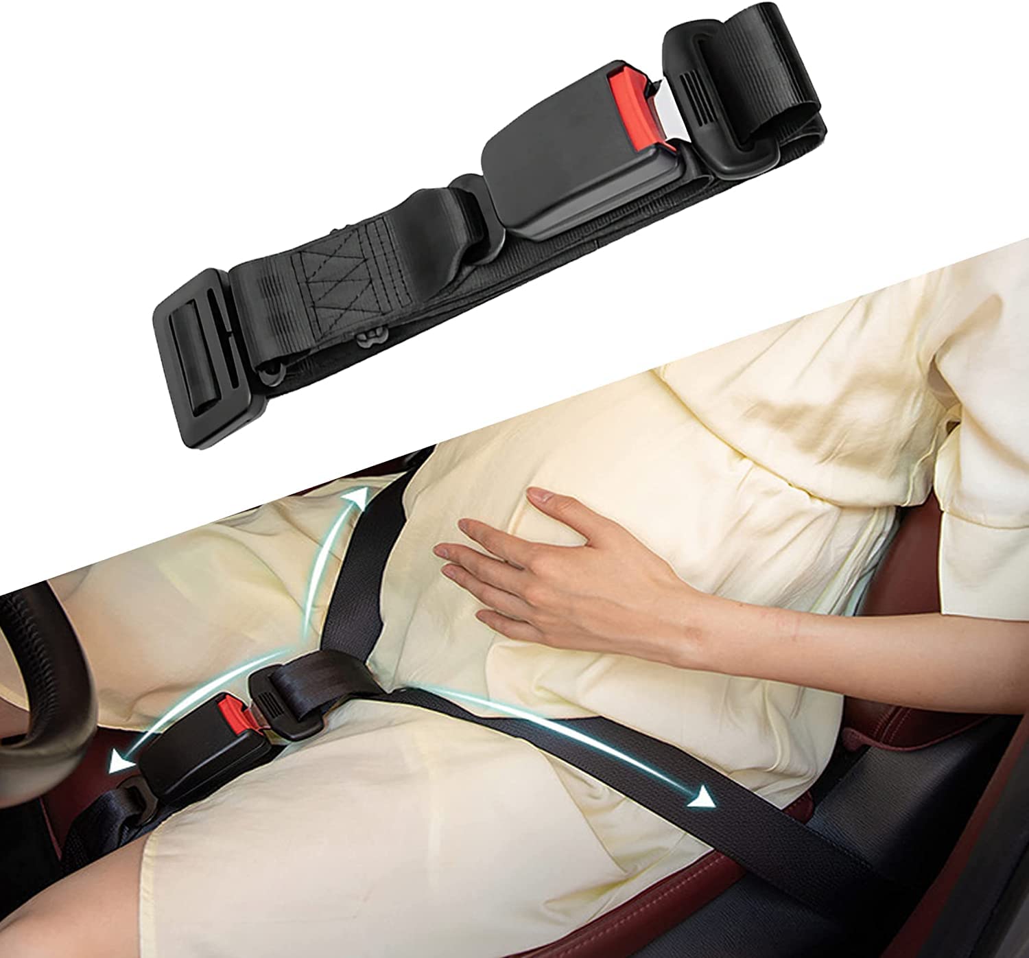 SYOSI Pregnancy Seat Belt Adjuster - Seat Bump Strap for Pregnant Women - Prevent Abdomen Compression and Protect Belly- Pregnancy Must Haves Maternity Seat Cover Belt for Expectant Mothers (BLACK)