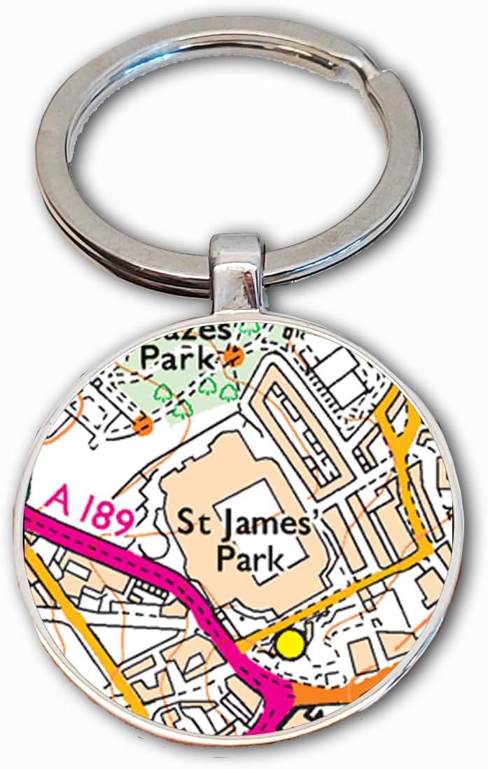 Newcastle Utd Stadium Key Ring, St James Park Stadium Key Ring, Football Stadium Map Key Ring, Newcastle Football Key Ring, Newcastle Football Ground Map Key Ring