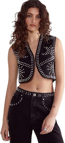Nasty Gal Western Studded Denim Waistcoat