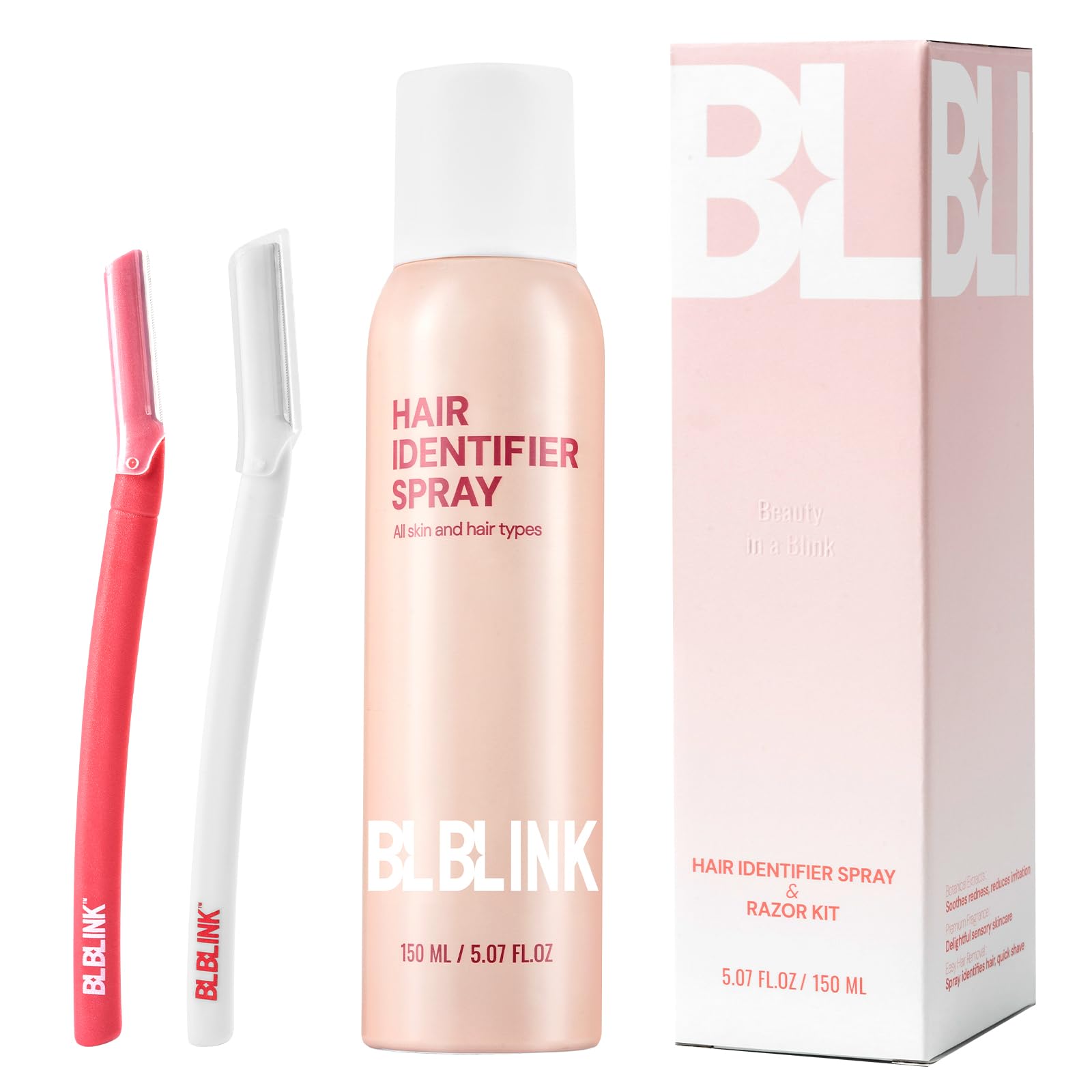 BLBLINK Hair Identifier Spray for Face Shaving, Dermaplaning and Skin Care - Moisturizing Dermaplaner Spray Plus Razor