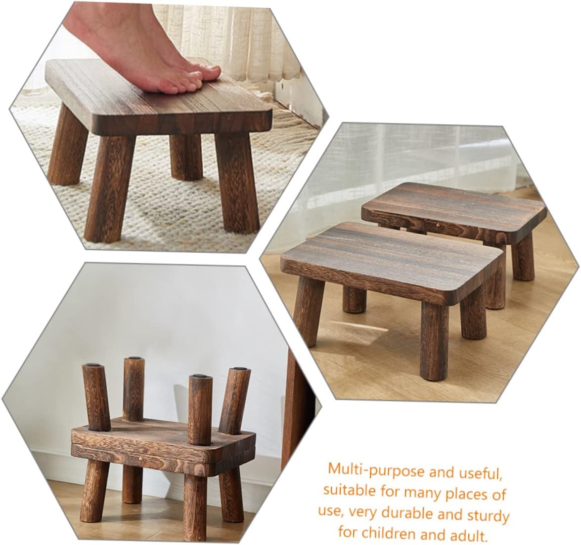 Girl Kitchen Stool Helper Sturdy Outdoor Foot Stool Rectangle Step for Boys and Girls Adults