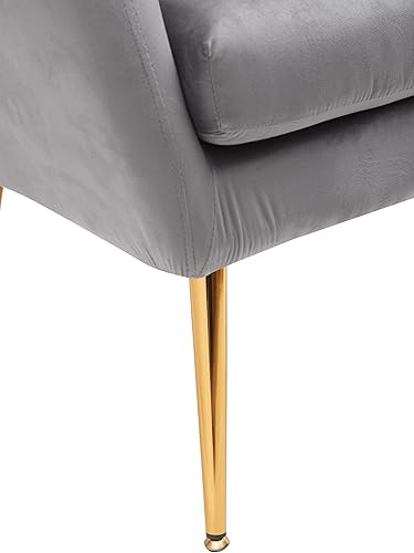 Miniatura 8 de Sillón moderno y elegante de terciopelo de mediados de siglo para sala de estar, dormitorio u oficina en casa, diseño de ala copetuda con botones y