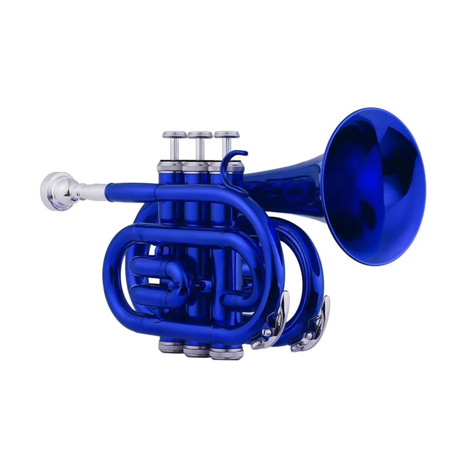 Trąbki Trąbka Kieszonkowa Bb, Płaski Instrument Dęty Z Mosiądzu Z Ustnikiem, Futerał Do Przenoszenia Akcesoriów (Color : Blue)