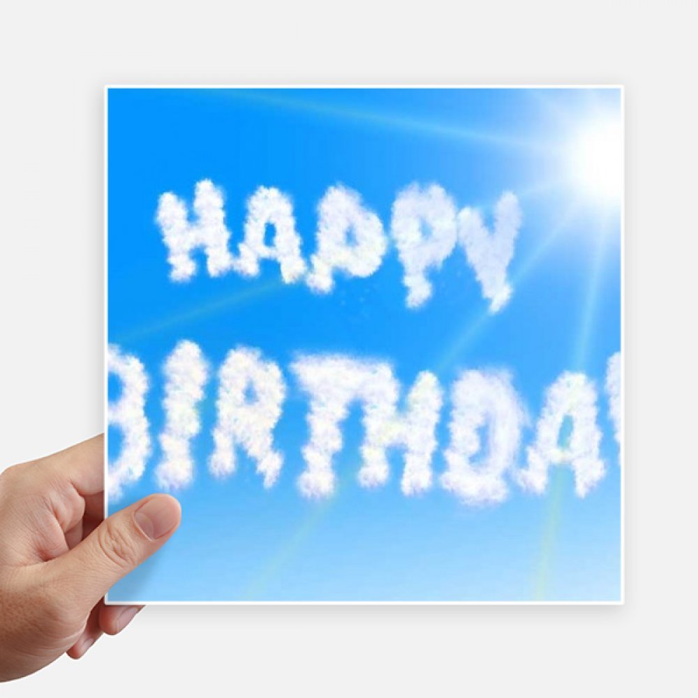 Sticker Carré 20cm Joyeux Anniversaire Bleu Ciel pour Masquer les Rayures de Valise