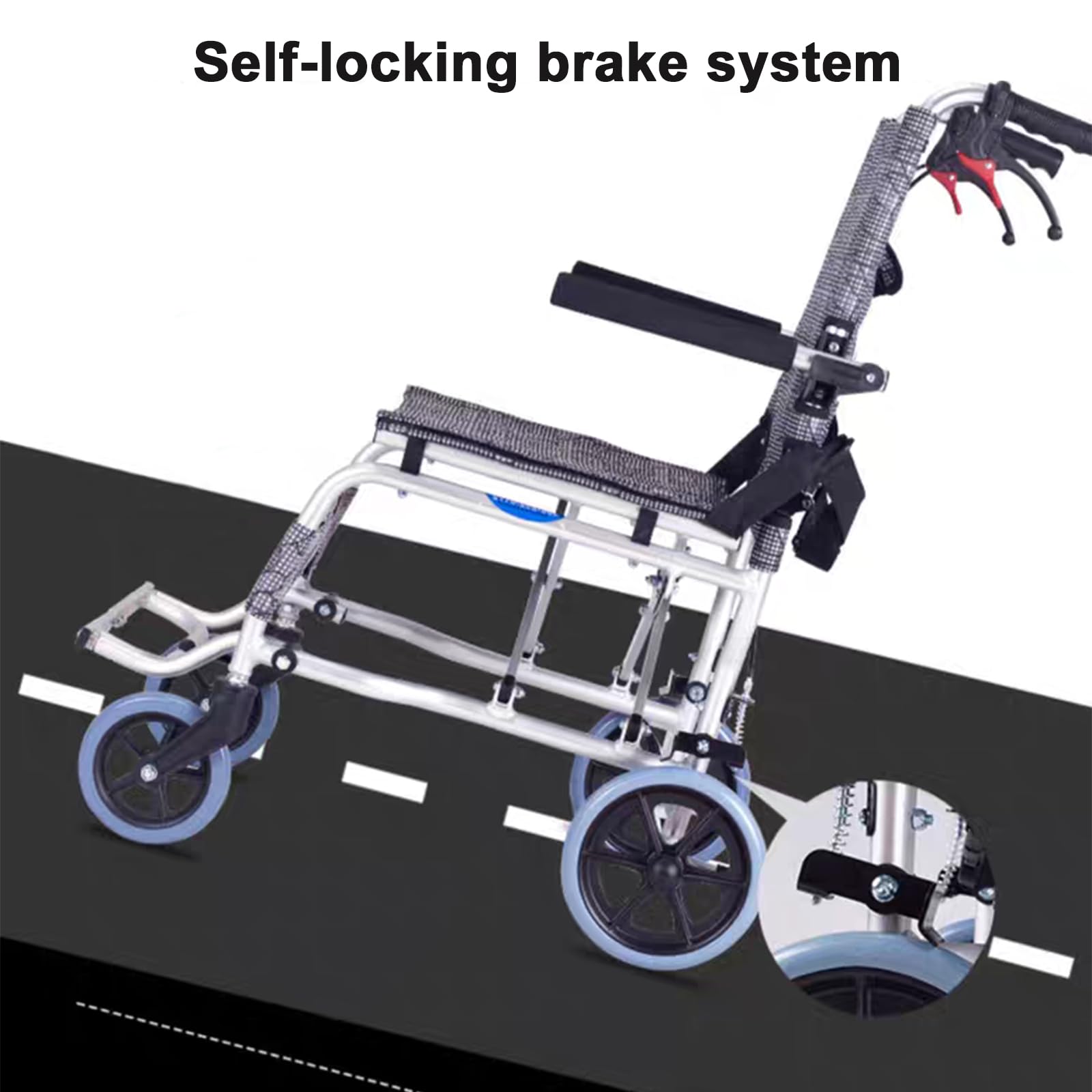 Carrozzina pieghevole in alluminio Carrozzina pieghevole in alluminio Carrozzina leggera da viaggio Adatta per adulti, persone con disabilità e persone a mobilità ridotta(52X70X90cm(20.4X27