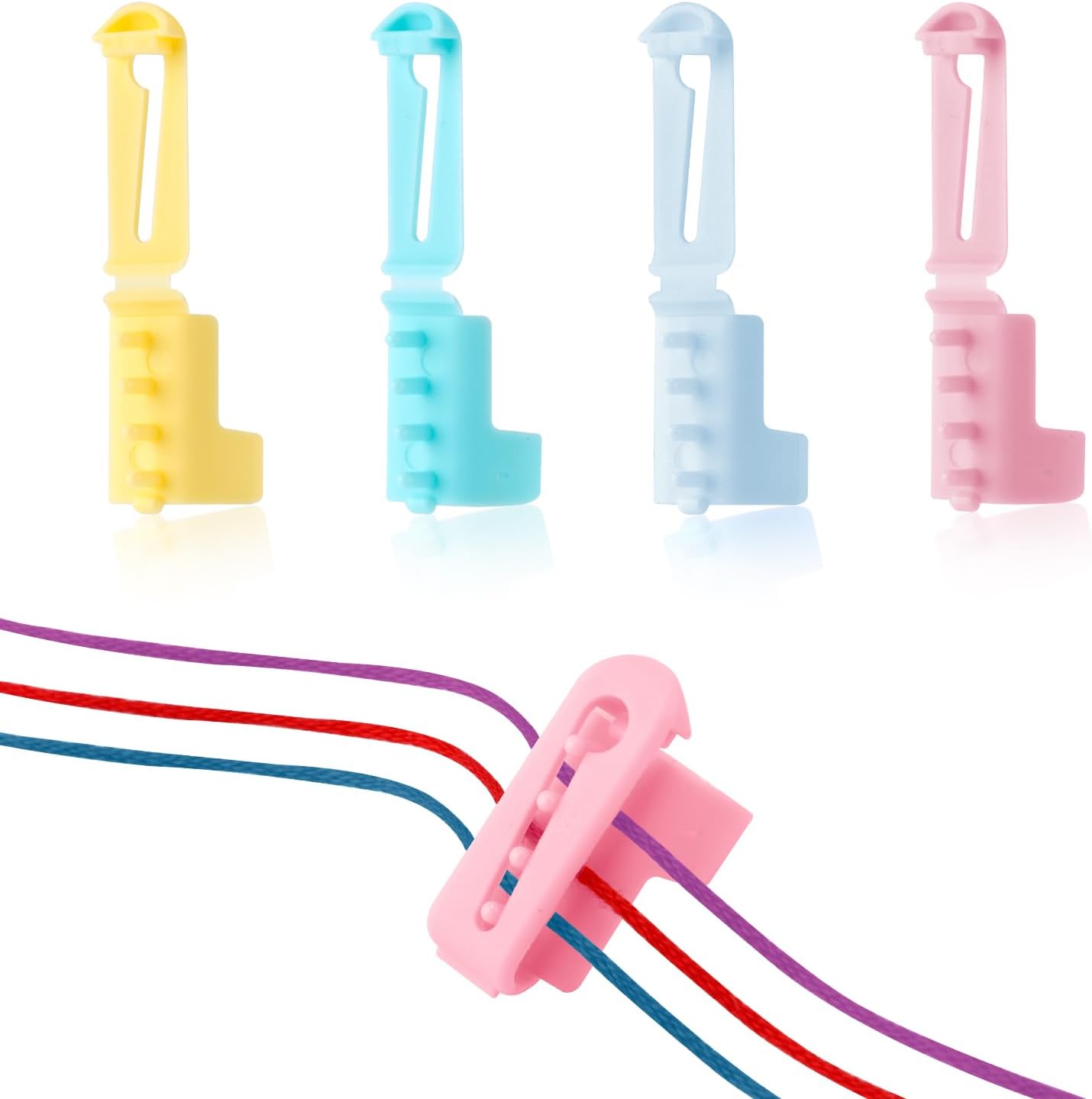 4pcs Yarn Guide Ring Crochet Knitting Tool, 4 Colors Finger Crochet Ring Plastic Yarn Guide Finger Tension Rings with Adjustable Open Separated Tools for Crocheting DIY Crafts Accessories