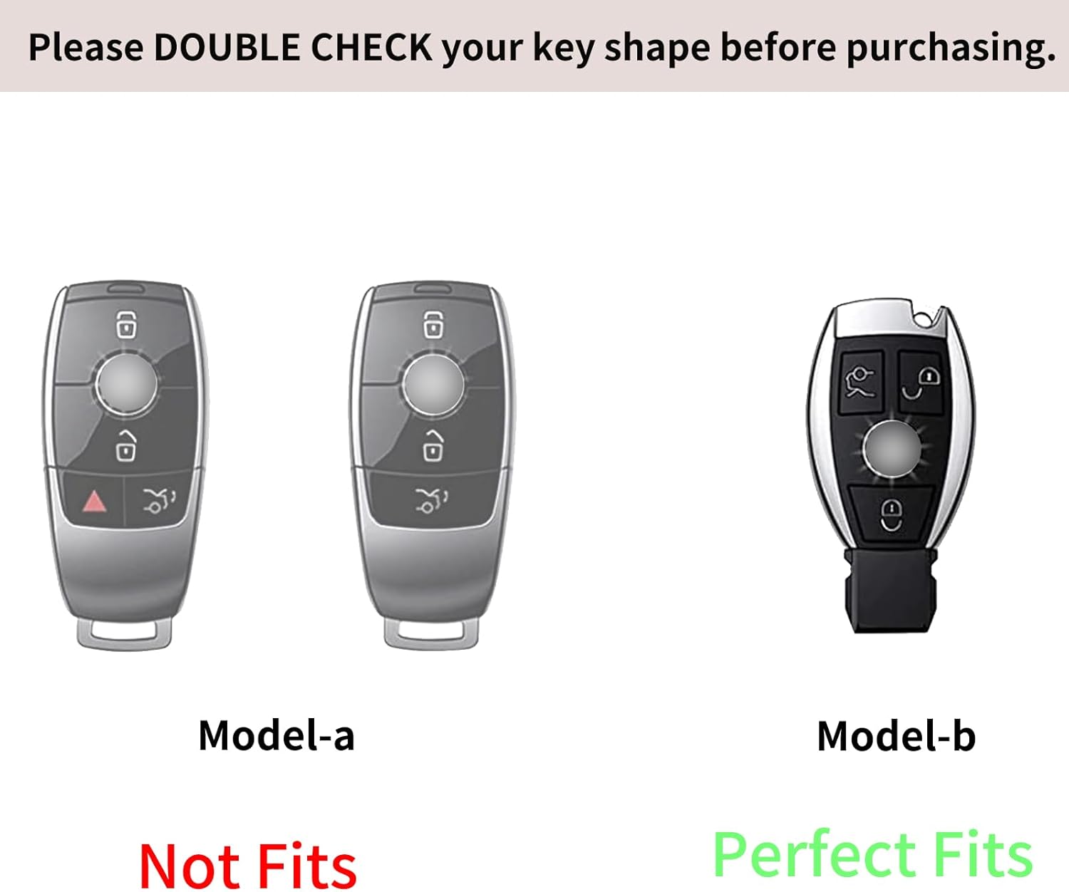 for Mercedes Benz key fob cover Genuine Leather with keychain,Compatible with Benz C E S M CLS CLK G Class Smart Key Holder