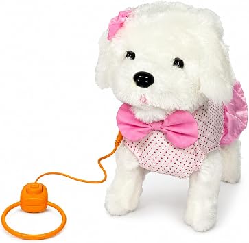 Vardem Pelu  Tasmal  Y r yen K pek Oyuncak, Pembe Fiyonklu Sevimli Pelu  K pek, Hareketli Evcil Hayvan Oyunca ,  ocuklar  in Rol Yapma ve Bak m Oyunu PFT-B025