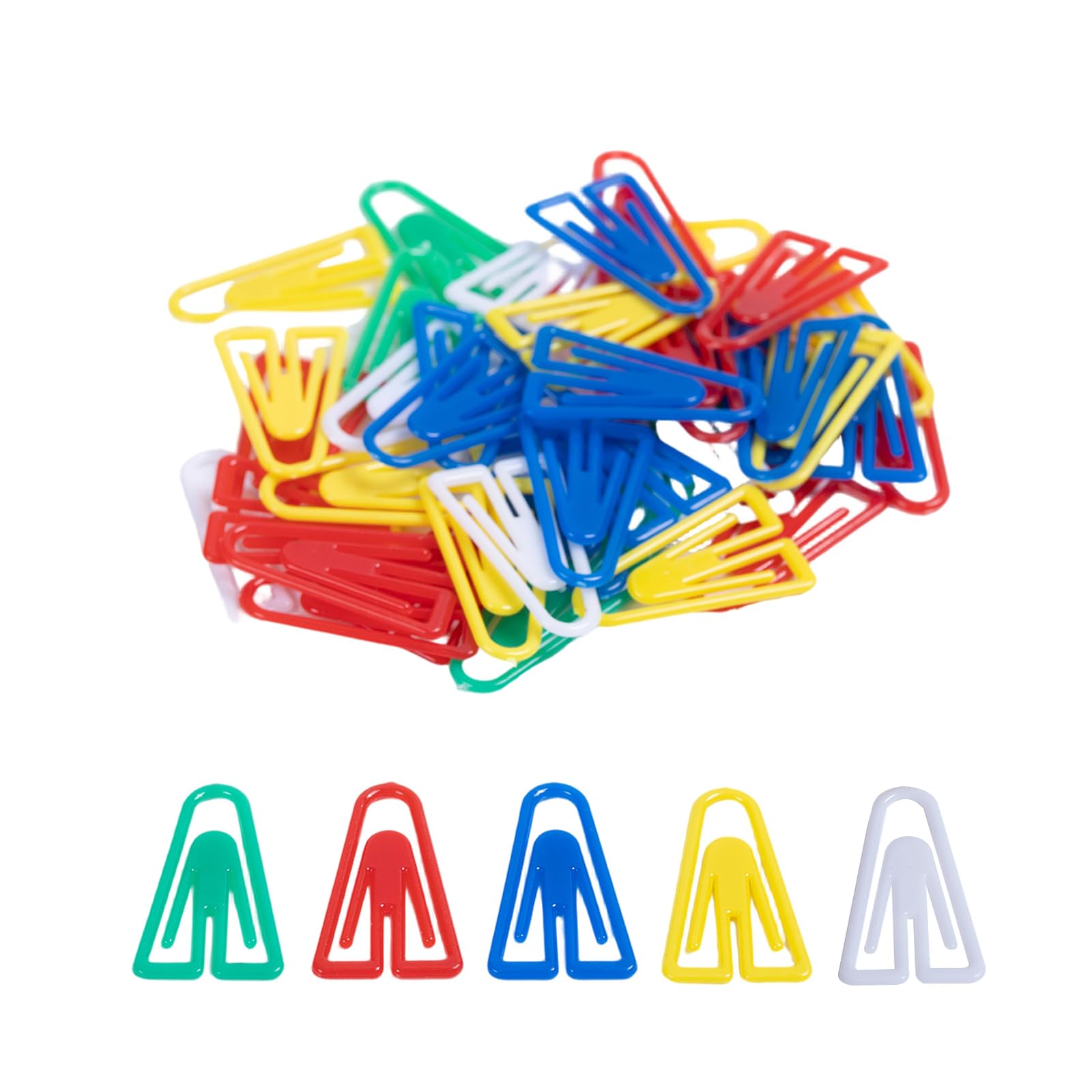 50 Stück Kunststoff-Büroklammern, Lesezeichen, farbige dreieckige Büroklammer für Scrapbooking, dekorative Memo-Clips, Seitenmarkierung, Dokumente, Organisation