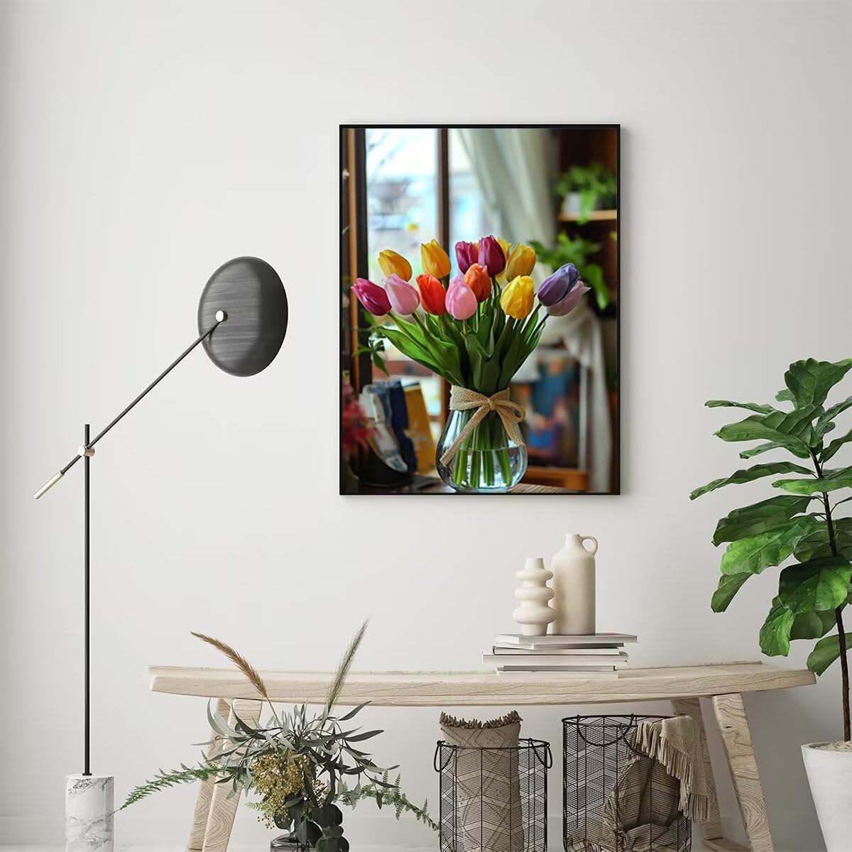 Dipingere con i Numeri Fiore, Paint by Numbers Adulti Pianta, Fai da te Creativi Adulti Quadri da Dipingere Numerati Kit per Decorazione Della Parete di Casa, Regalo 70x95 cm Senza Cornice B4-6
