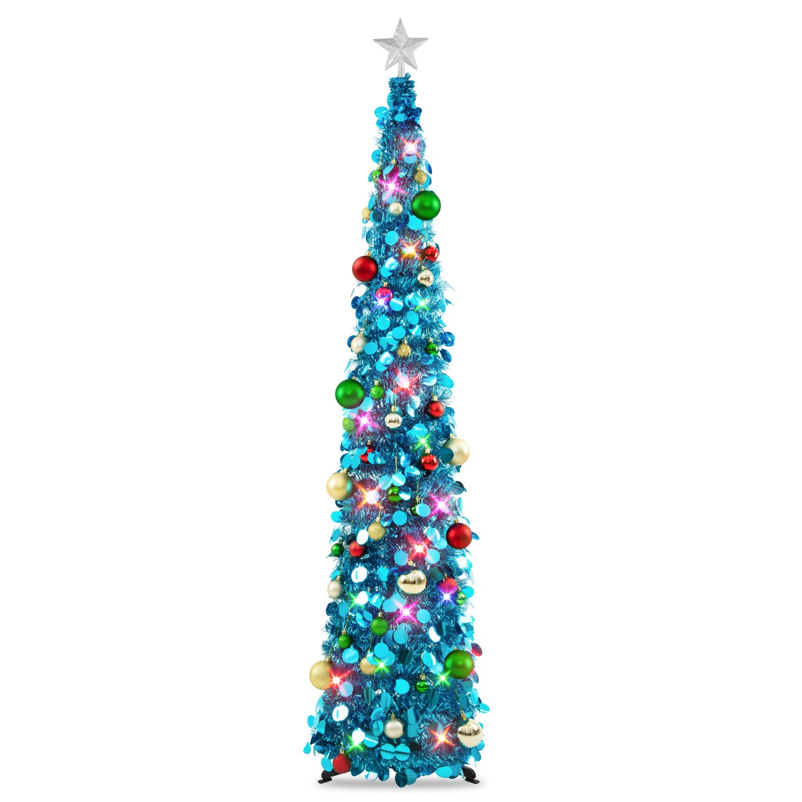 Amazon.com: N&T NIETING Pop Up Christmas Tree with Lights & 40 Balls ...