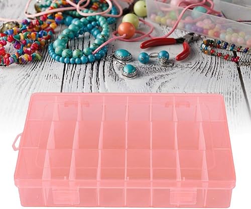 Miniatura 5 de Joyero organizador de almacenamiento, caja de joyería ajustable de 24 rejillas, caja de almacenamiento de cuentas desmontables de plástico para