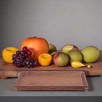 Vista 9 de Bandeja de madera de nogal negro, bandejas rectangulares de madera para servir, bandeja grande de madera oscura, bandeja decorativa rectangular