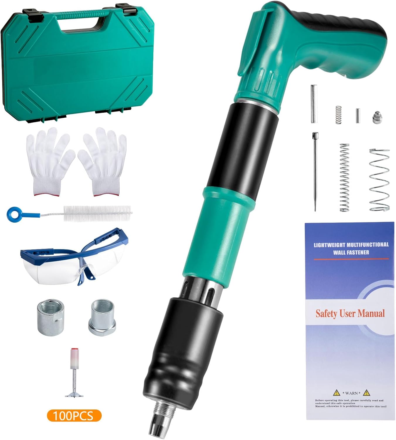 Steel Nails Gun Tool, Mini Concrete Nail with Adjustable Power, includes 100Pcs Nails for Fastening Walls, Ceilings, and Wood working Projects - Ideal for Home DIY