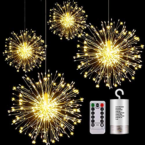 Preisvergleich Produktbild Feuerwerk Licht 200 LED Kupferdraht DIY Dekorations Lichterkette Batteriebetrieben Fernbedienung Wasserdicht 8 Modi Innen und Außen Dekorations für Hochzeit Party Zuhause