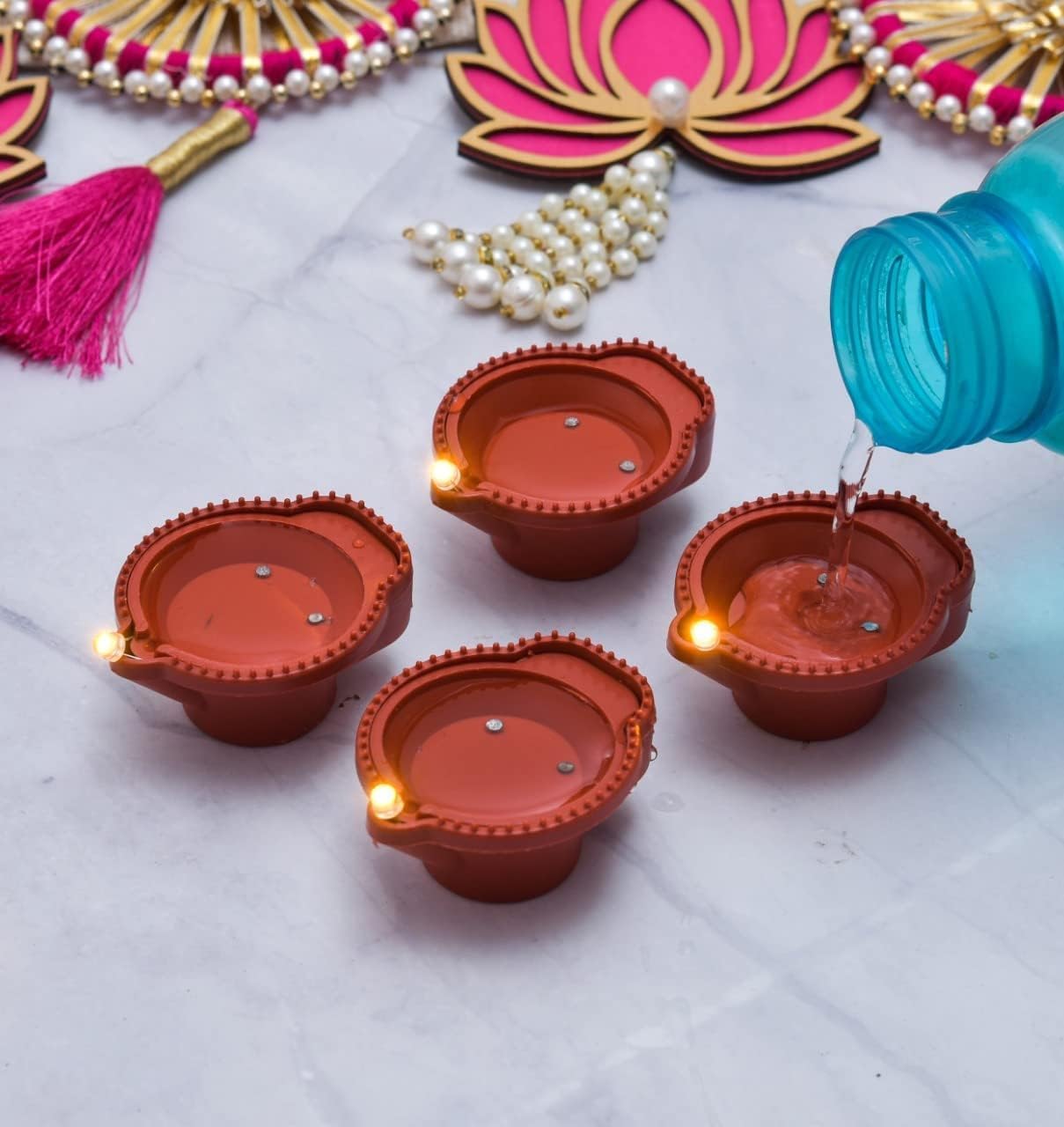 WORLD7® Water Sensor LED Diya Candle with Water Sensing Technology Magic-Diya, Warm Orange Ambient Lights, Battery Operated (10-Diya) (B0CJGZR657) Amazon Price History, Amazon Price Tracker