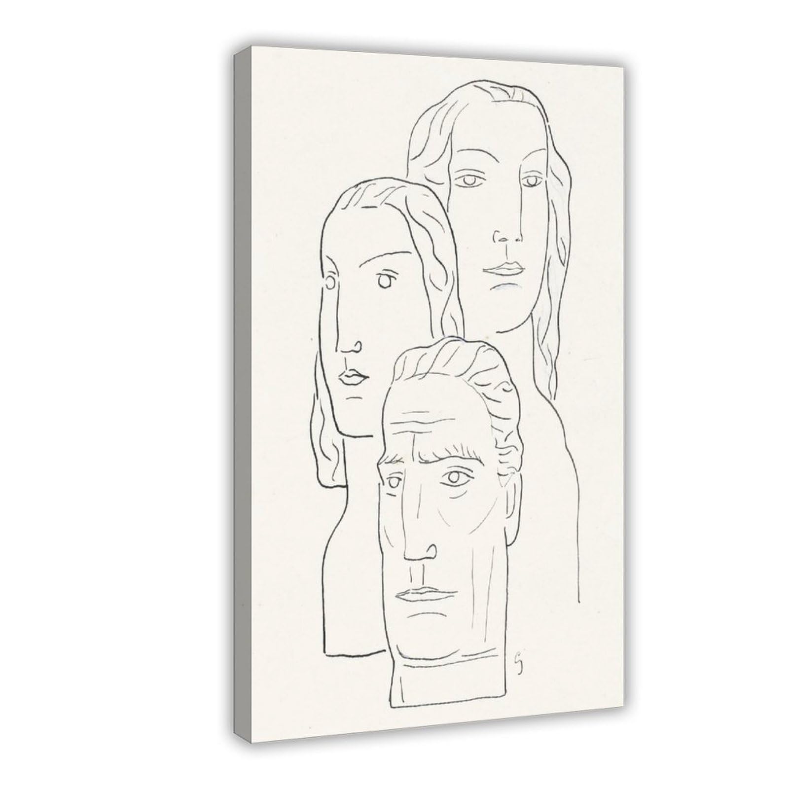 Ywtjax Frame-Style Twee Vrouwen Hoofden En Een Mannen Hoofd Canvas Poster For Bedroom Decor Gift
