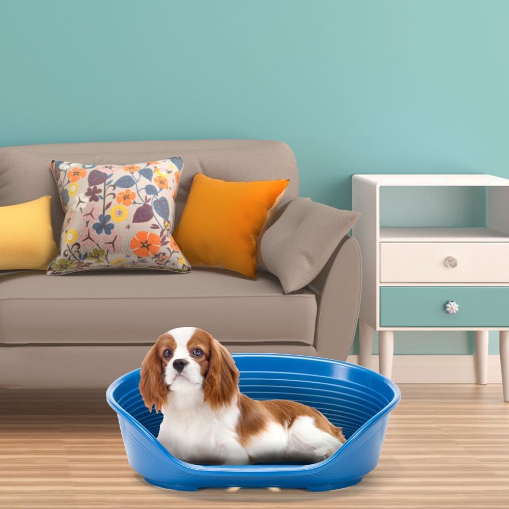 Ferplast Cat Bed, Plastic Dog Bed Medium, Ventilation Holes and Non-Slip Rubber Feet for Added Stability 70,5 x 52 x h. 23.5 cm. Taupe