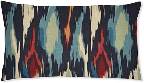 Un juego de 2 almohadas lumbares Ikat de estilo bohemio, turco, azul, verde, rojo, crema, impermeables, para decoración al aire libre, para jardín,
