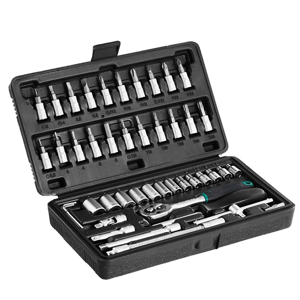 AVTON 46-Piece Metal 1/4 Inch Socket Set (Black) – Comprehensive Set of Quality Sockets for Automotive and Home Repairs-picture-12