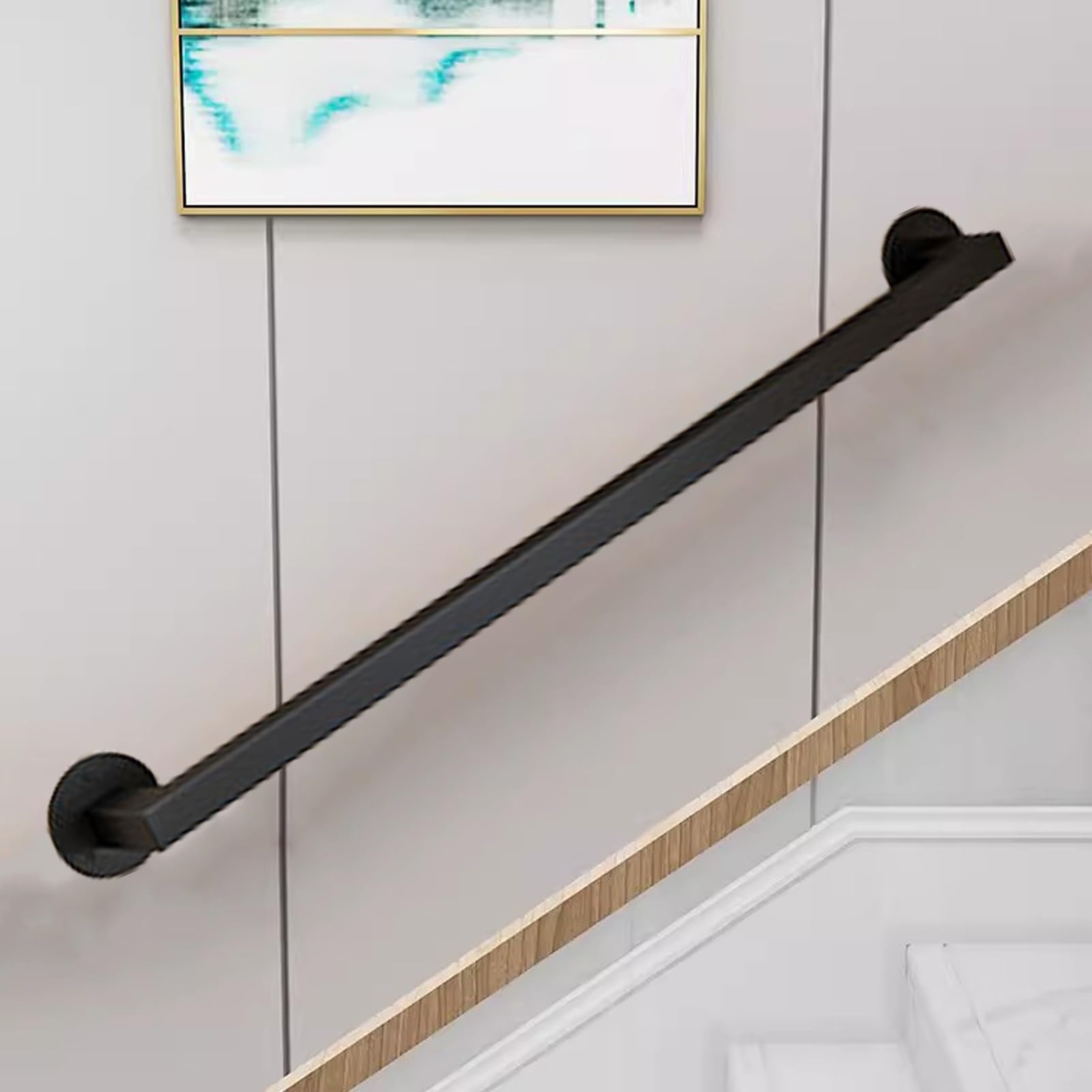 Rampe d'escalier en fer forgé de 1m à 3m avec balustrade industrielle et barre d'appui