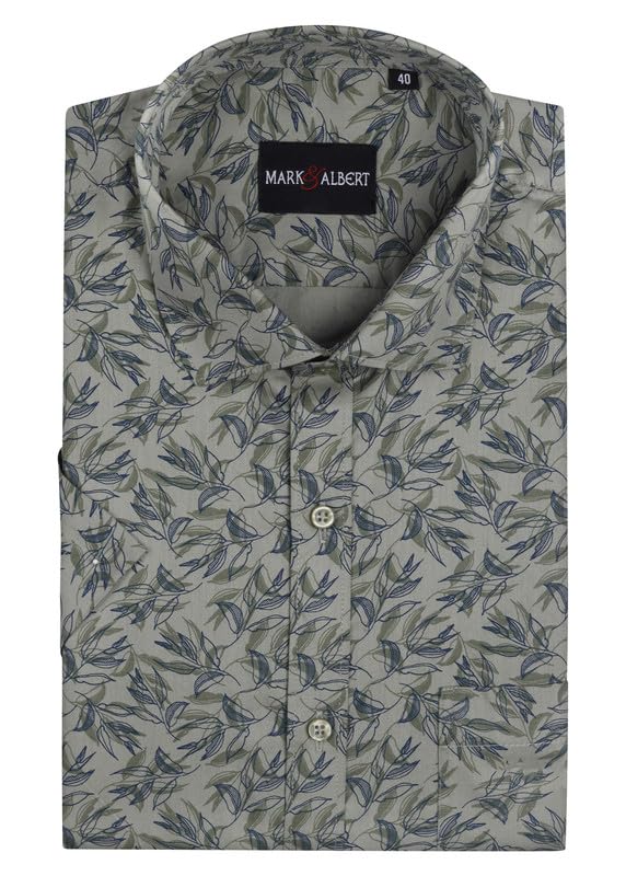 Image of MARK & ALBERT Men's 100% Cotton Printed Half Sleeves Regular Fit Shirt for Men