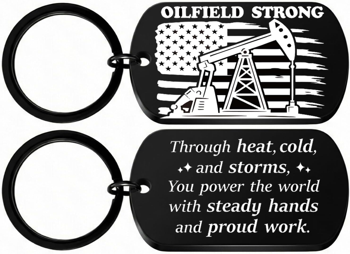 Oilfield Gifts for Men - Oilfield Strong Keychain - Be Safe Roughneck Gift - Oil Rig Worker Appreciation Gift for Husband, Dad, Coworker