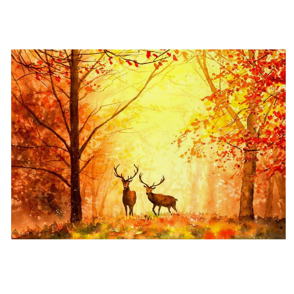 Mural de pared Animal Ciervo Papel pintado fotográfico grande Otoño Del Bosque Vinilos murales impermeables para dormitorio infantil guardería decoración de fiesta 200x140cm