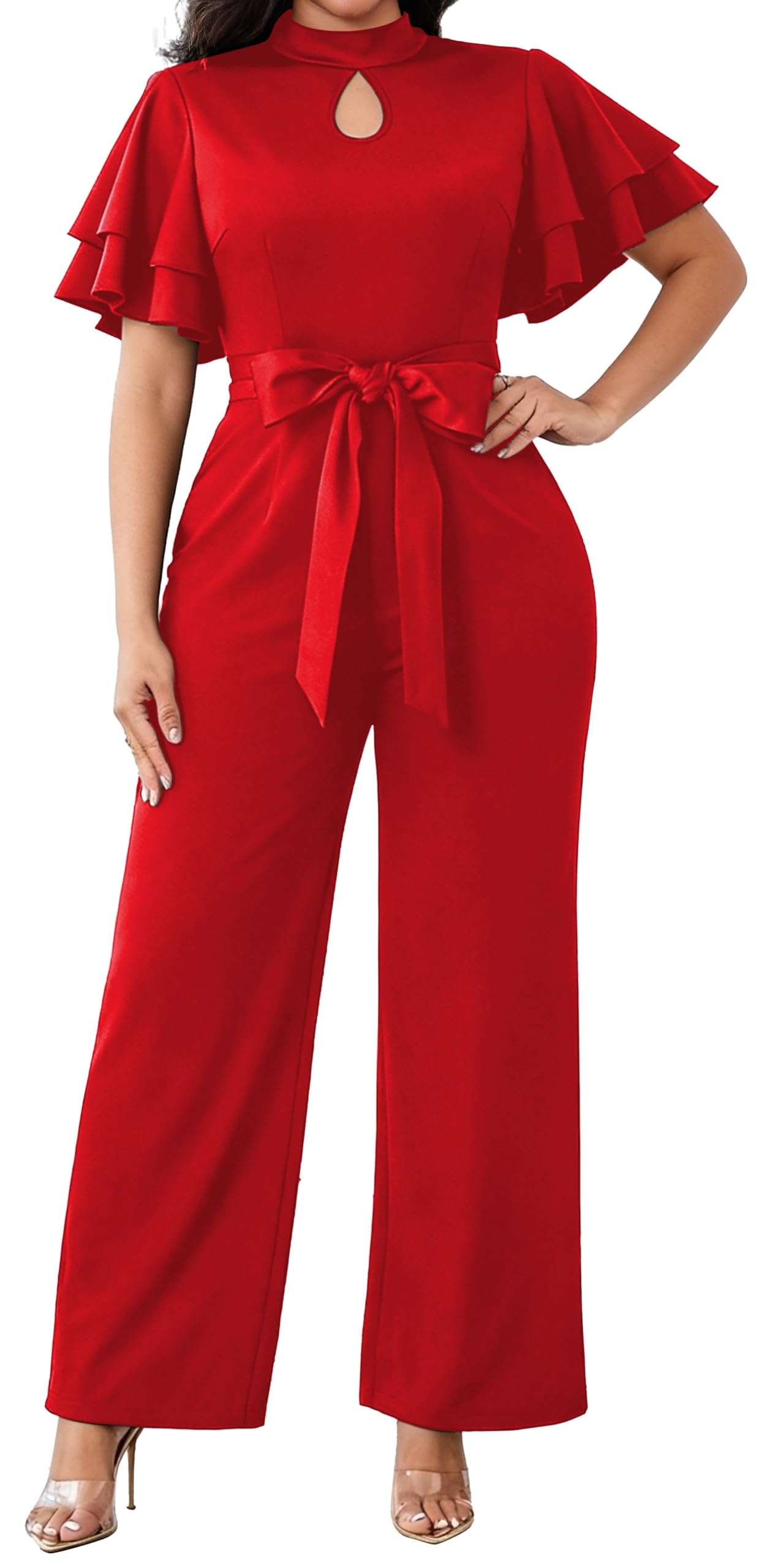 CuteCherry Women's jumpsuits Elegant Sexy Short Sleeve Casual Business Stripe Long Pants Rompers With Belt
