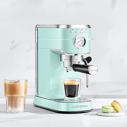 Miniatura 16 de CASABREWS CM5418 Máquina de café expreso de 20 bares, cafetera compacta con espumador de leche de vapor, cafetera de acero inoxidable con tanque