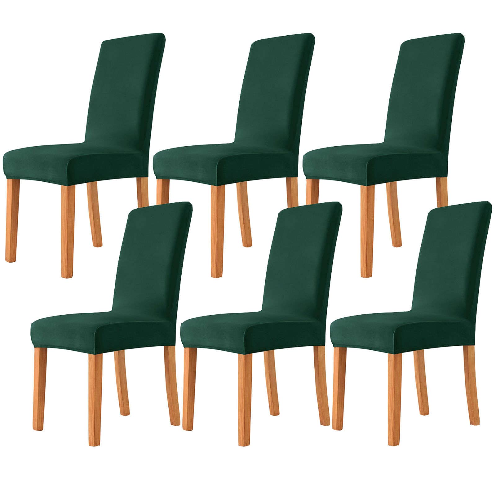 JHLD Dining Chair Covers, Velvet Chair Slipcover Stretch Chair Protector Chair Covers For Dining Room Chair Seat Covers Machine Washable For Living Room Bedroom-Dark green-set of 6