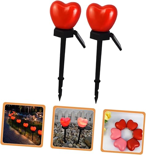 Miniatura 2 de Uonlytech Lámparas solares para jardín, 2 unidades, luces solares para exteriores, para patio, césped, jardín, camino, forma de corazón