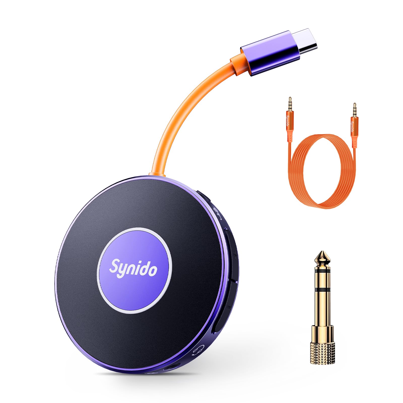 Synido Portable Guitar Audio Interface for Phone, Mac, iPad, Android, PC with USB-C, 24bit, 48kHz Music Recording Audio Interface for Outdoor Live Streaming Studio Equipment(Upgraded)